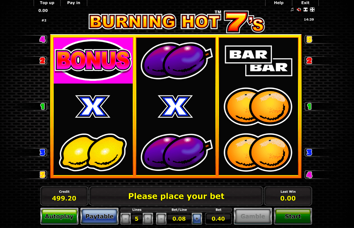 burning hot sevens novomatic casino slot spel 