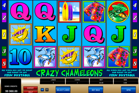crazy chameleons microgaming casino slot spel 