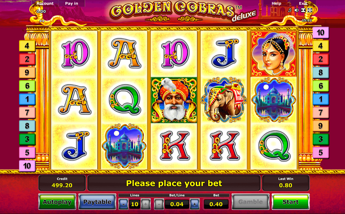 golden cobras deluxe novomatic casino slot spel 