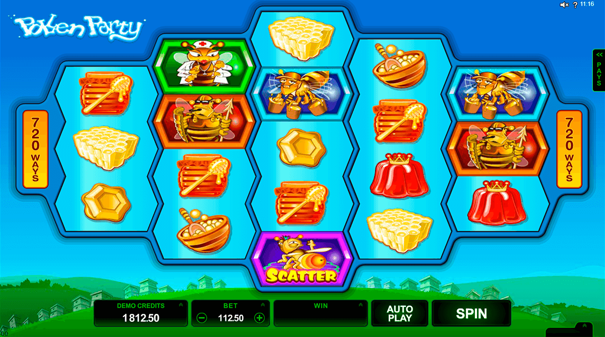 pollen party microgaming casino slot spel 