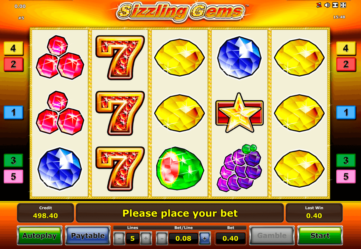 sizzling gems novomatic casino slot spel 