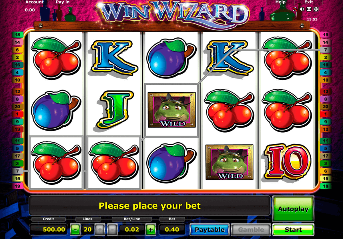 win wizard novomatic casino slot spel 