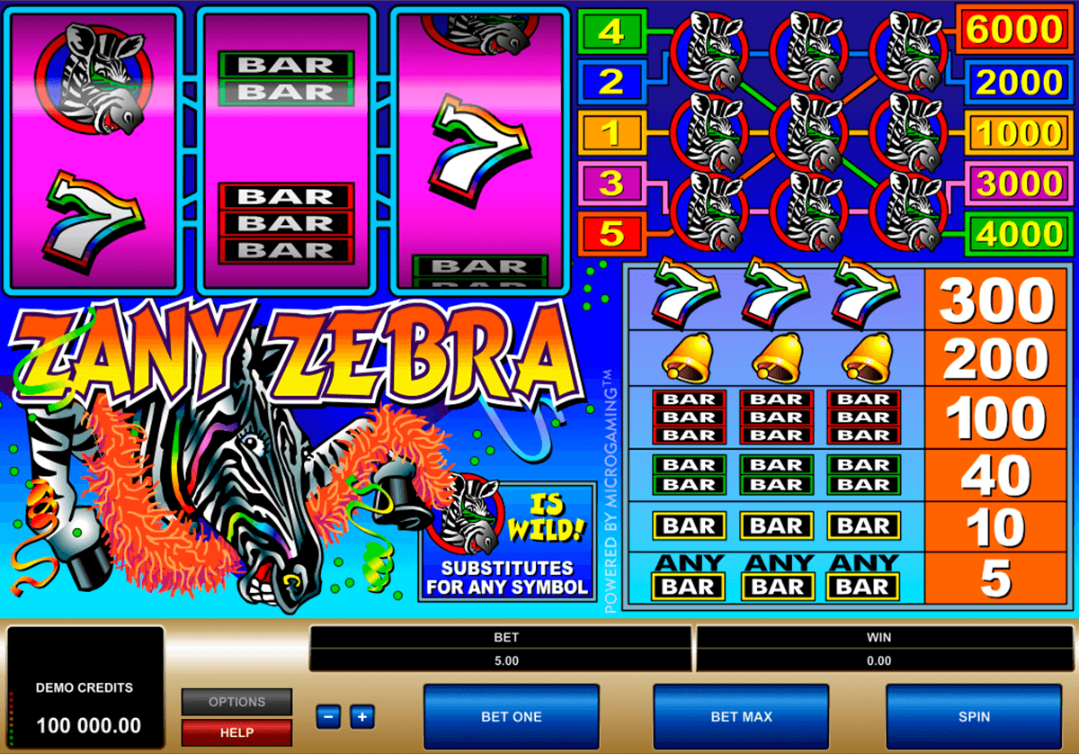 zany zebra microgaming casino slot spel 